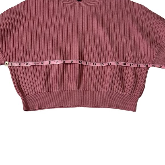 Lulus Pink Ribbed Crop Sweater Wide Sleeve Small - Picture 3 of 6